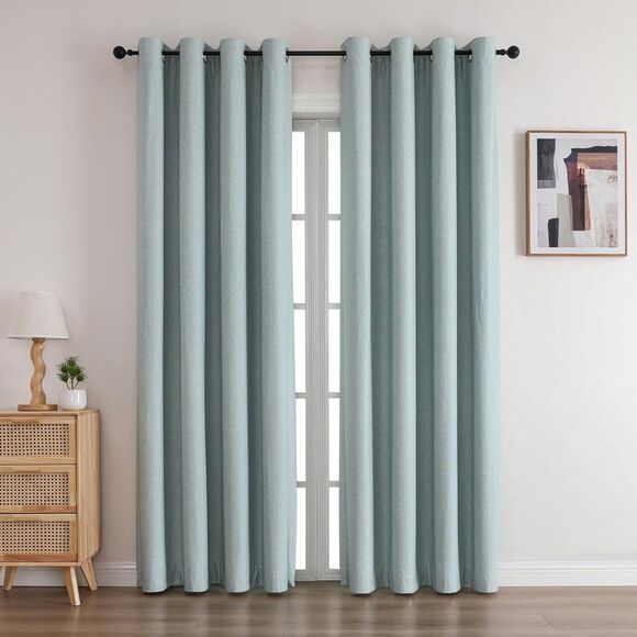 Aireill Linen Blackout Curtains 52x72 2 Panels Light Blue  (4583) - Picture 1 of 8